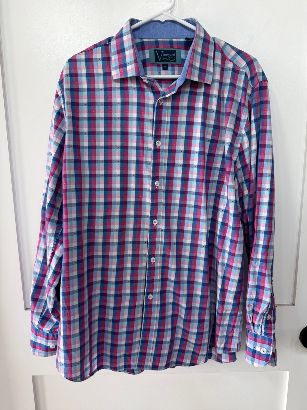 Vineyard Vines Men's Blue & Pink Plaid Button-Down Shirt xl